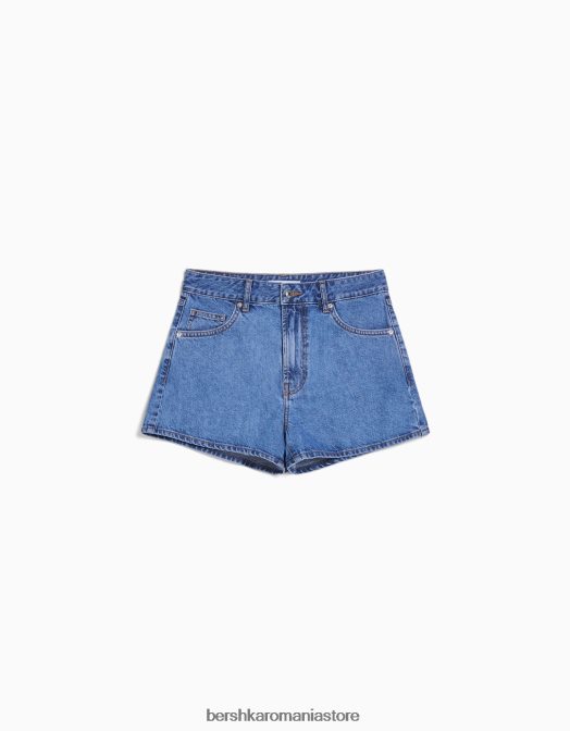 Bershka femei pantaloni scurți din denim mom fit albastru deschis Z86D1683 îmbrăcăminte