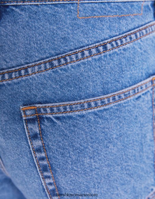 Bershka femei pantaloni scurți din denim mom fit albastru deschis Z86D1683 îmbrăcăminte