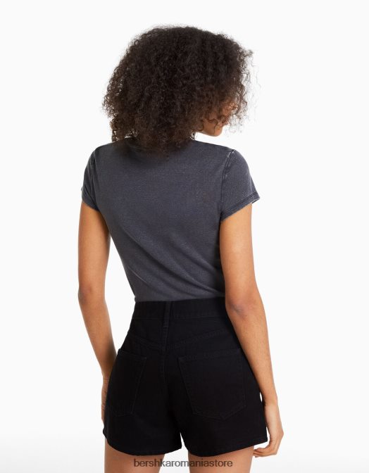 Bershka femei pantaloni scurți din denim mom fit negru Z86D1685 îmbrăcăminte