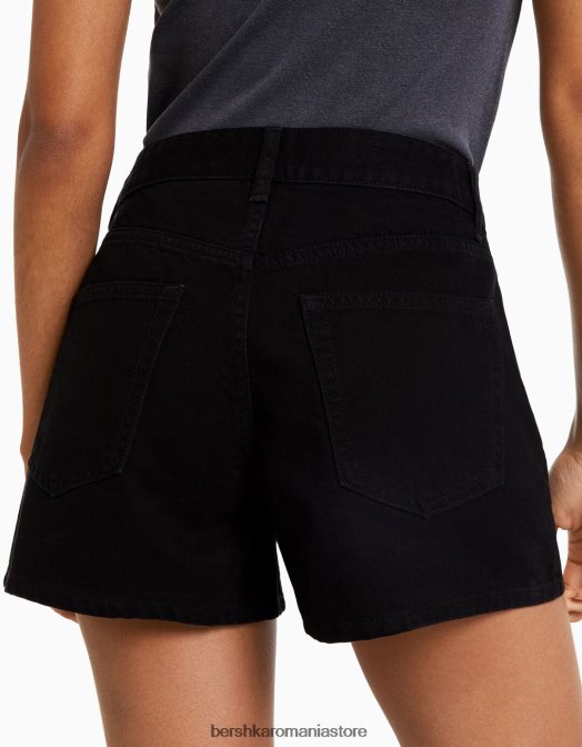 Bershka femei pantaloni scurți din denim mom fit negru Z86D1685 îmbrăcăminte