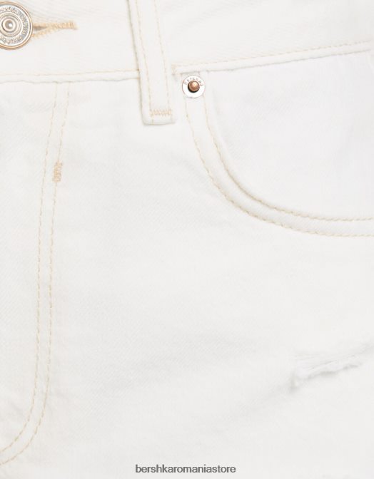 Bershka femei pantaloni scurți din denim rupt cu buzunare alb Z86D1693 îmbrăcăminte
