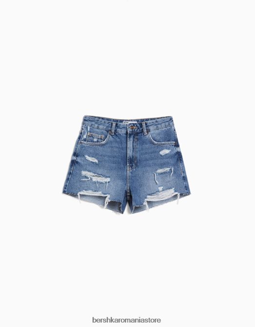 Bershka femei pantaloni scurți din denim rupt cu buzunare albastru Z86D1711 îmbrăcăminte