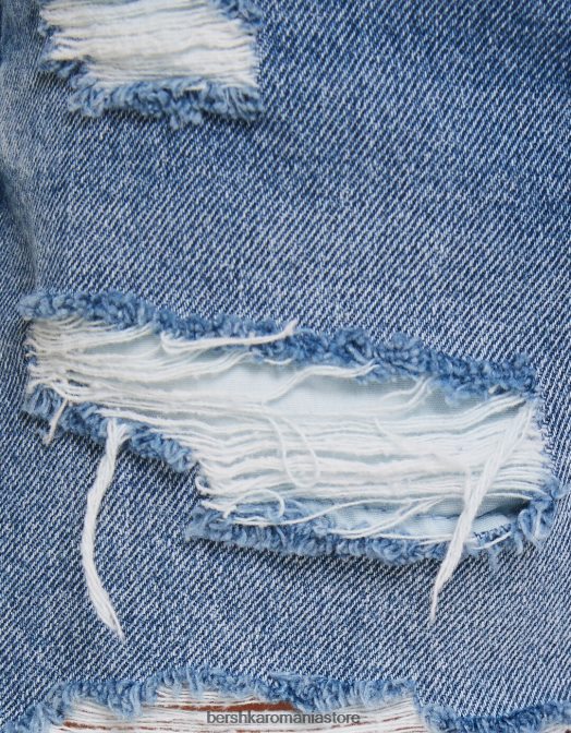 Bershka femei pantaloni scurți din denim rupt cu buzunare albastru Z86D1711 îmbrăcăminte