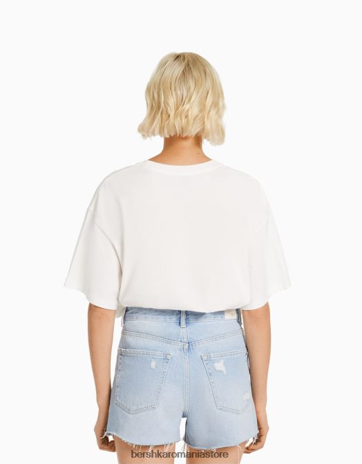 Bershka femei pantaloni scurți din denim rupt cu buzunare albastru deschis Z86D1712 îmbrăcăminte