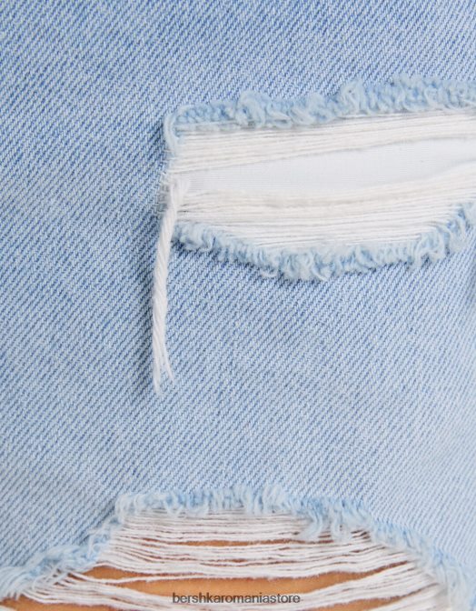 Bershka femei pantaloni scurți din denim rupt cu buzunare albastru deschis Z86D1713 îmbrăcăminte