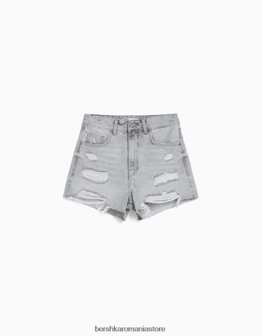 Bershka femei pantaloni scurți din denim rupt cu buzunare gri Z86D1937 îmbrăcăminte