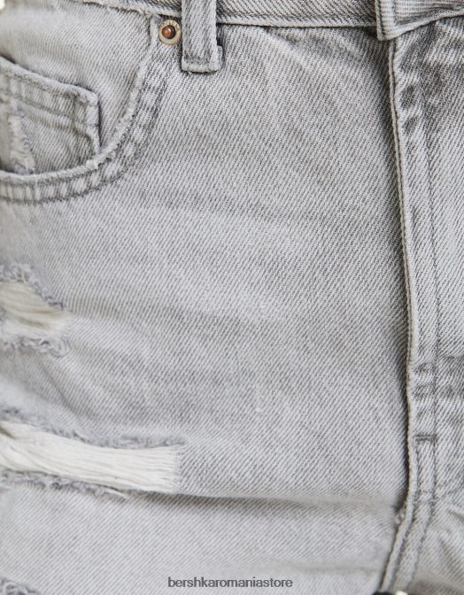 Bershka femei pantaloni scurți din denim rupt cu buzunare gri Z86D1937 îmbrăcăminte