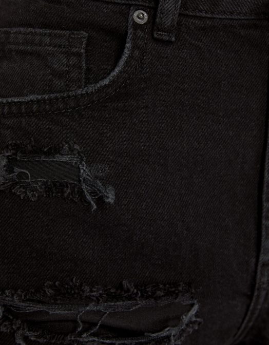 Bershka femei pantaloni scurți din denim rupt cu buzunare negru Z86D1682 îmbrăcăminte