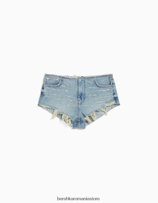 Bershka femei pantaloni scurți din denim rupt cu buzunare spălat albastru Z86D1676 îmbrăcăminte