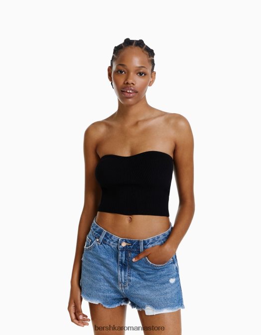 Bershka femei pantaloni scurți din denim vintage albastru Z86D1717 îmbrăcăminte