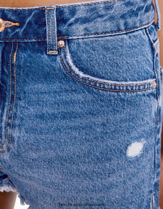 Bershka femei pantaloni scurți din denim vintage albastru Z86D1717 îmbrăcăminte