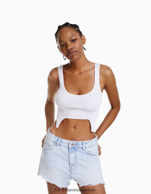 Bershka femei pantaloni scurți din denim vintage albastru deschis Z86D1719 îmbrăcăminte