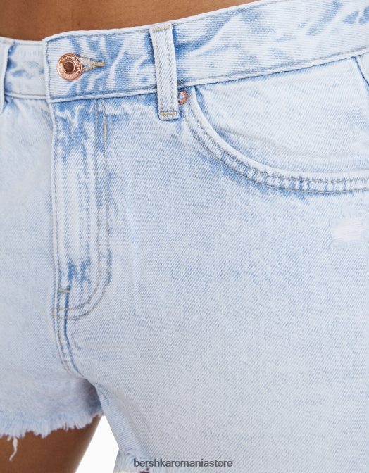 Bershka femei pantaloni scurți din denim vintage albastru deschis Z86D1719 îmbrăcăminte