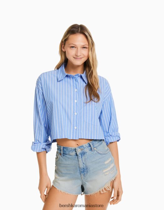 Bershka femei pantaloni scurți din denim vintage cu rupturi spălat albastru Z86D1707 îmbrăcăminte