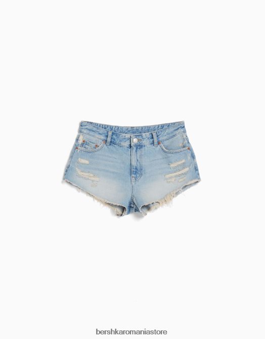 Bershka femei pantaloni scurți din denim vintage cu rupturi spălat albastru Z86D1707 îmbrăcăminte