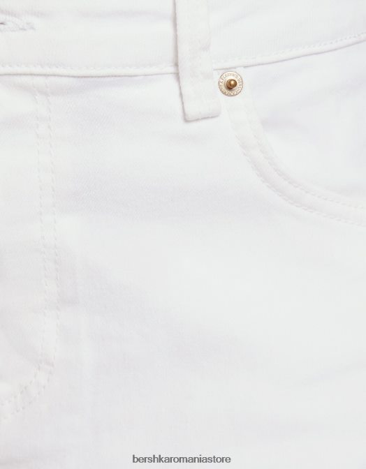 Bershka femei pantaloni scurți din twill confortabil cu tiv răsucite alb Z86D1696 îmbrăcăminte