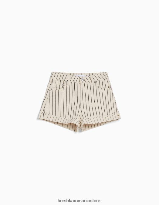Bershka femei pantaloni scurți din twill confortabil cu tiv răsucite cremă Z86D1698 îmbrăcăminte