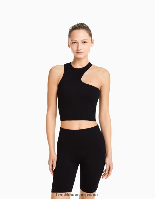 Bershka femei pantaloni scurți fără sudură negru Z86D1469 îmbrăcăminte