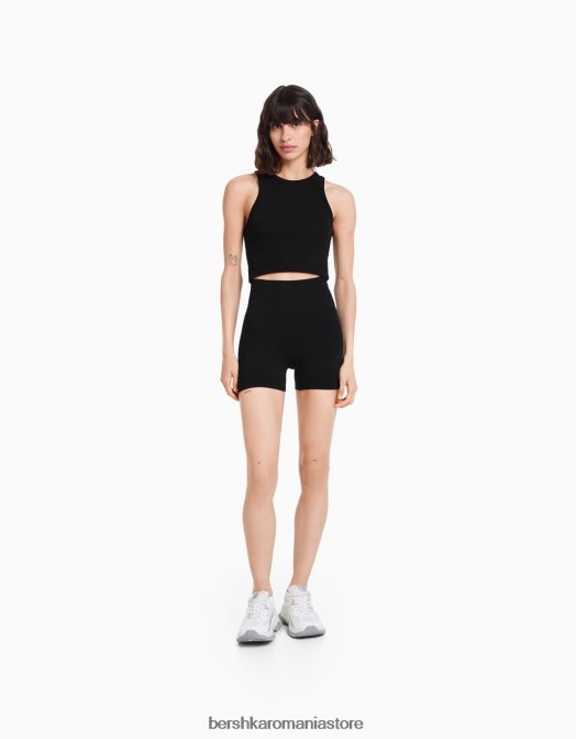 Bershka femei pantaloni scurți push up fără sudură negru Z86D1462 îmbrăcăminte