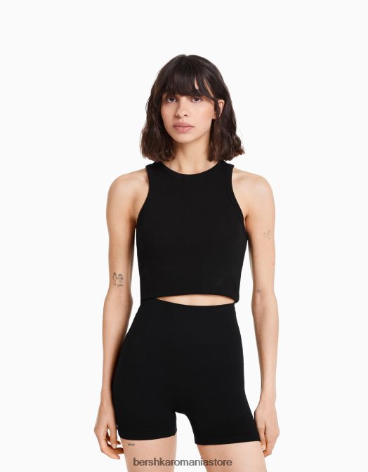 Bershka femei pantaloni scurți push up fără sudură negru Z86D1462 îmbrăcăminte