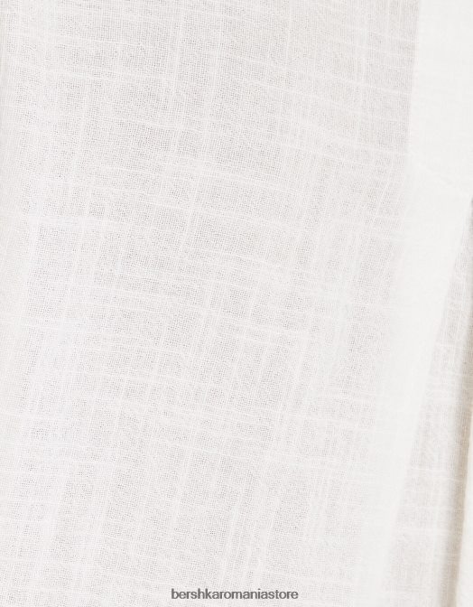 Bershka femei pantaloni scurți rustici cu elastic încrețit aproape alb Z86D1710 îmbrăcăminte