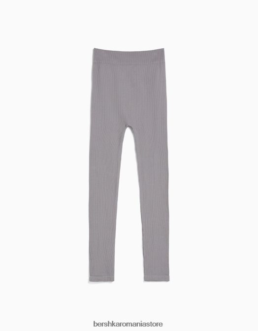 Bershka femei jambiere cu coaste fără cusături gri Z86D1451 îmbrăcăminte