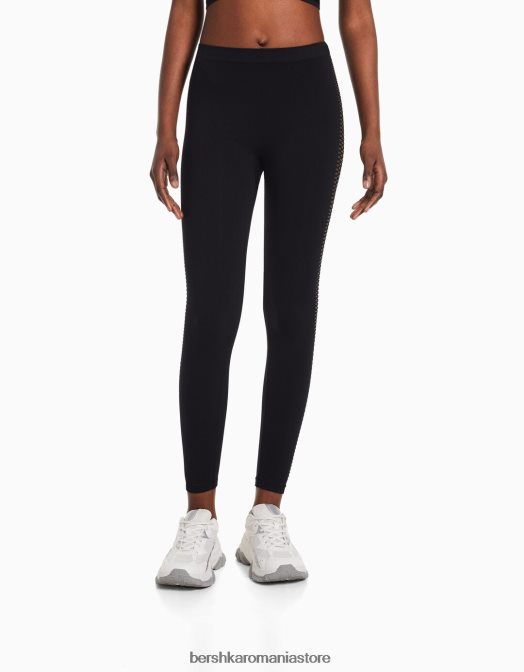 Bershka femei jambiere decupate fără cusături negru Z86D1465 îmbrăcăminte