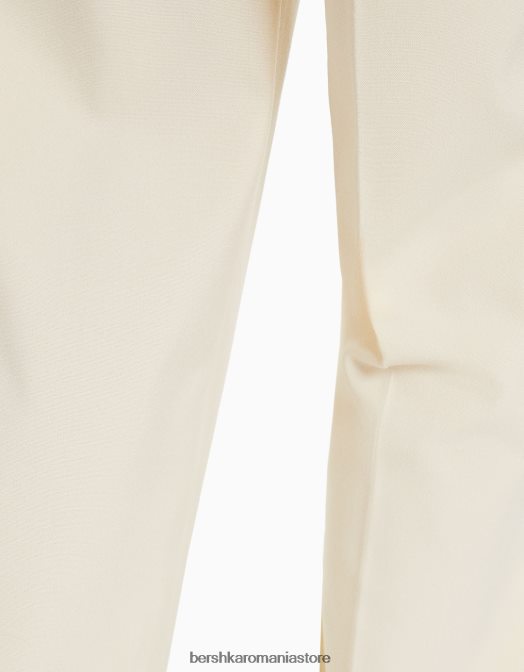 Bershka femei pantaloni croiți cu picioare largi, cu bucle pentru curea bej Z86D1454 îmbrăcăminte