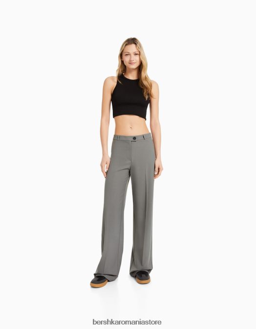 Bershka femei pantaloni croiți cu picioare largi, cu bucle pentru curea exclusiv Z86D1440 îmbrăcăminte