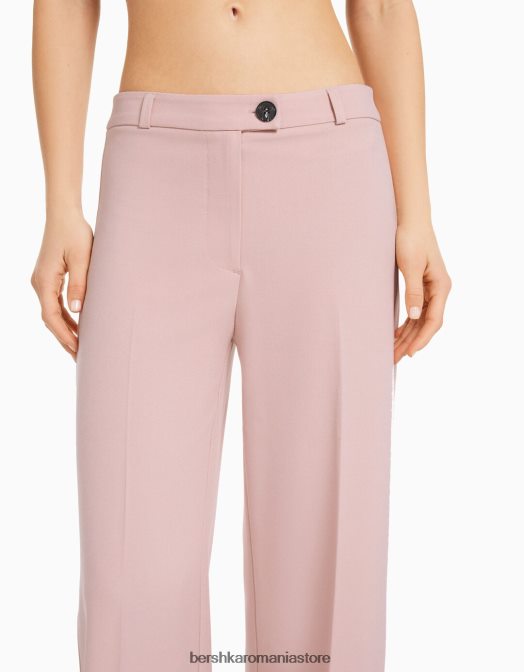 Bershka femei pantaloni croiți cu picioare largi, cu bucle pentru curea roz Z86D1449 îmbrăcăminte
