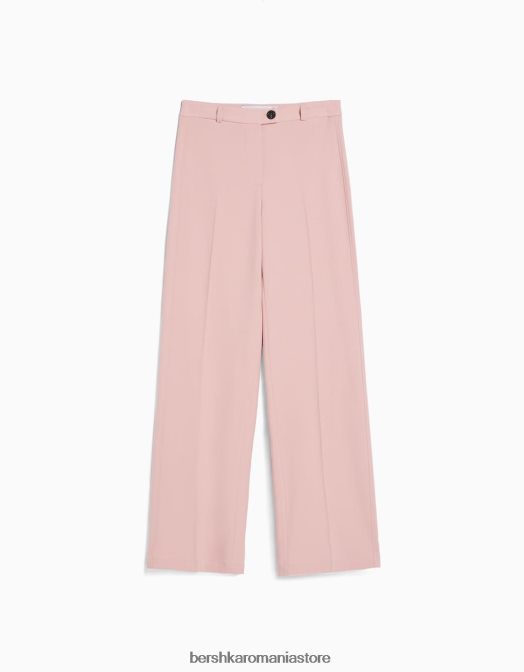 Bershka femei pantaloni croiți cu picioare largi, cu bucle pentru curea roz Z86D1449 îmbrăcăminte