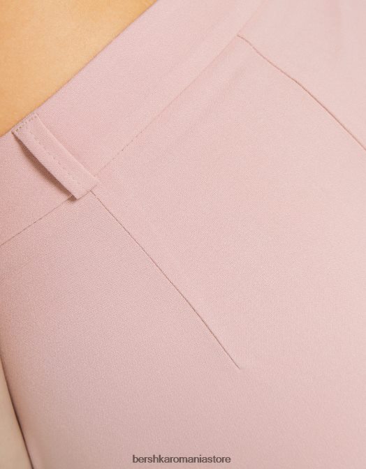 Bershka femei pantaloni croiți cu picioare largi, cu bucle pentru curea roz Z86D1449 îmbrăcăminte