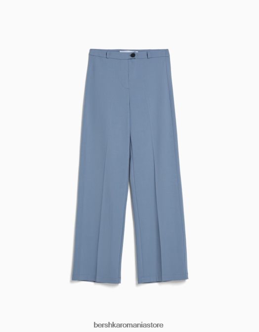 Bershka femei pantaloni croiți cu picioare largi, cu bucle pentru curea spălat albastru Z86D1448 îmbrăcăminte