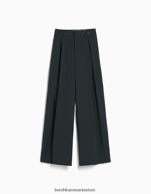 Bershka femei pantaloni croiți cu picioare largi gri inchis Z86D1473 îmbrăcăminte