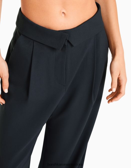 Bershka femei pantaloni croiți cu talie răsucită gri inchis Z86D1429 îmbrăcăminte