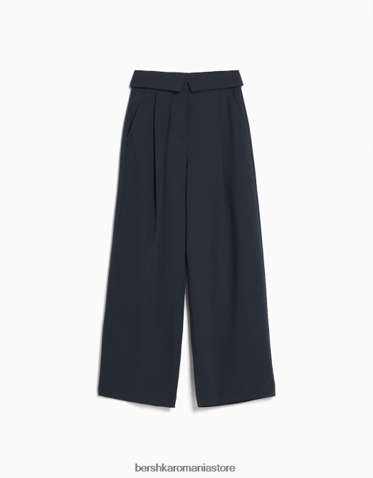 Bershka femei pantaloni croiți cu talie răsucită gri inchis Z86D1429 îmbrăcăminte
