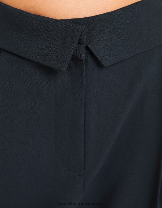 Bershka femei pantaloni croiți cu talie răsucită gri inchis Z86D1429 îmbrăcăminte