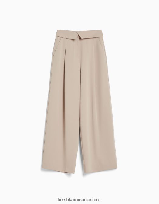 Bershka femei pantaloni croiți cu talie răsucită nisip Z86D1428 îmbrăcăminte