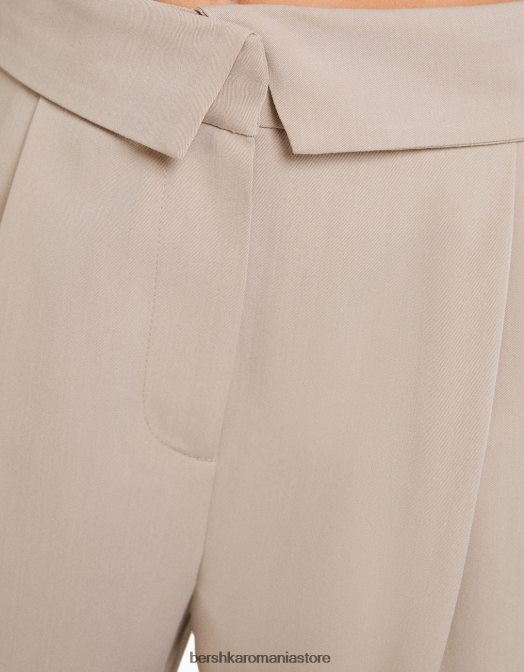 Bershka femei pantaloni croiți cu talie răsucită nisip Z86D1428 îmbrăcăminte