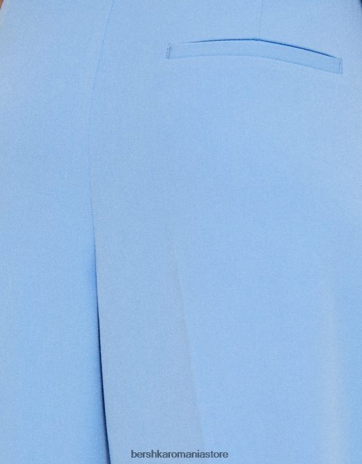 Bershka femei pantaloni croiți drept cu pliuri albastru deschis Z86D1420 îmbrăcăminte