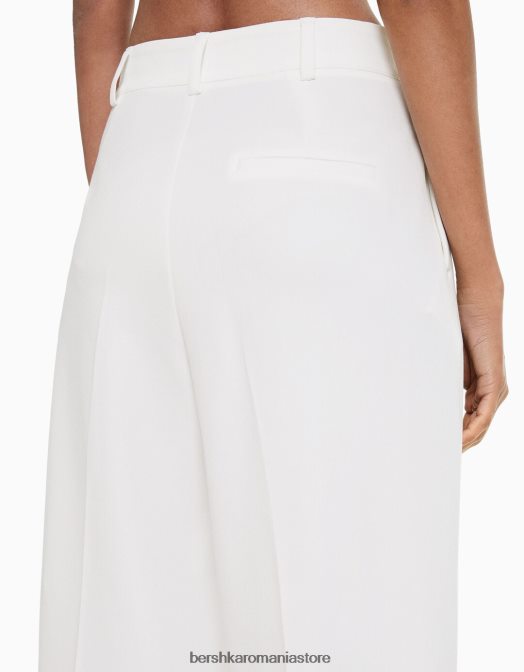 Bershka femei pantaloni croiți drept cu pliuri aproape alb Z86D1419 îmbrăcăminte
