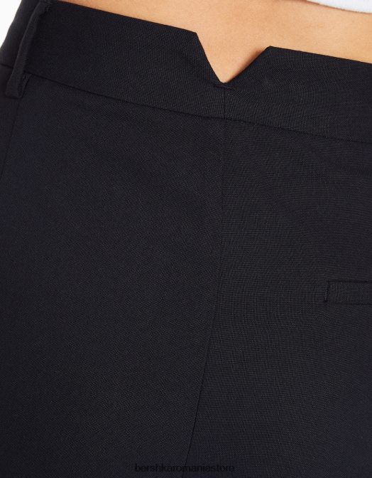 Bershka femei pantaloni croiți pentru tată albastru inchis Z86D1433 îmbrăcăminte