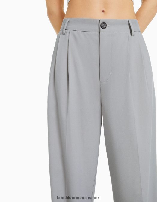 Bershka femei pantaloni croiți pentru tată gri Z86D1430 îmbrăcăminte