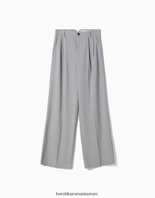 Bershka femei pantaloni croiți pentru tată gri Z86D1430 îmbrăcăminte