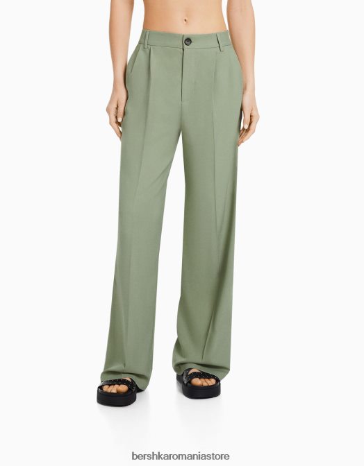 Bershka femei pantaloni croiți pentru tată kaki Z86D1431 îmbrăcăminte