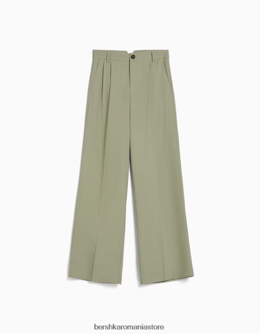 Bershka femei pantaloni croiți pentru tată kaki Z86D1431 îmbrăcăminte