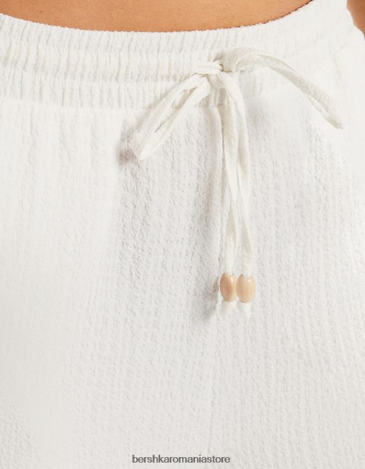 Bershka femei pantaloni cu picior lat în relief alb Z86D1403 îmbrăcăminte