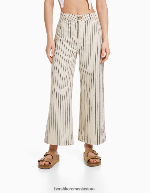 Bershka femei pantaloni de bumbac cremă Z86D1476 îmbrăcăminte