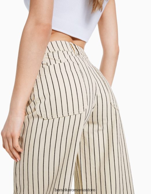 Bershka femei pantaloni de bumbac cremă Z86D1476 îmbrăcăminte
