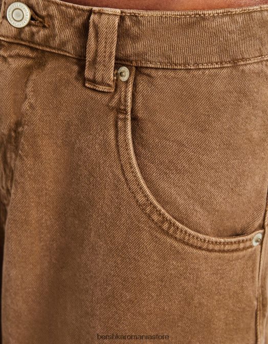 Bershka femei pantaloni de dulgher cu baloane cămilă Z86D1889 îmbrăcăminte